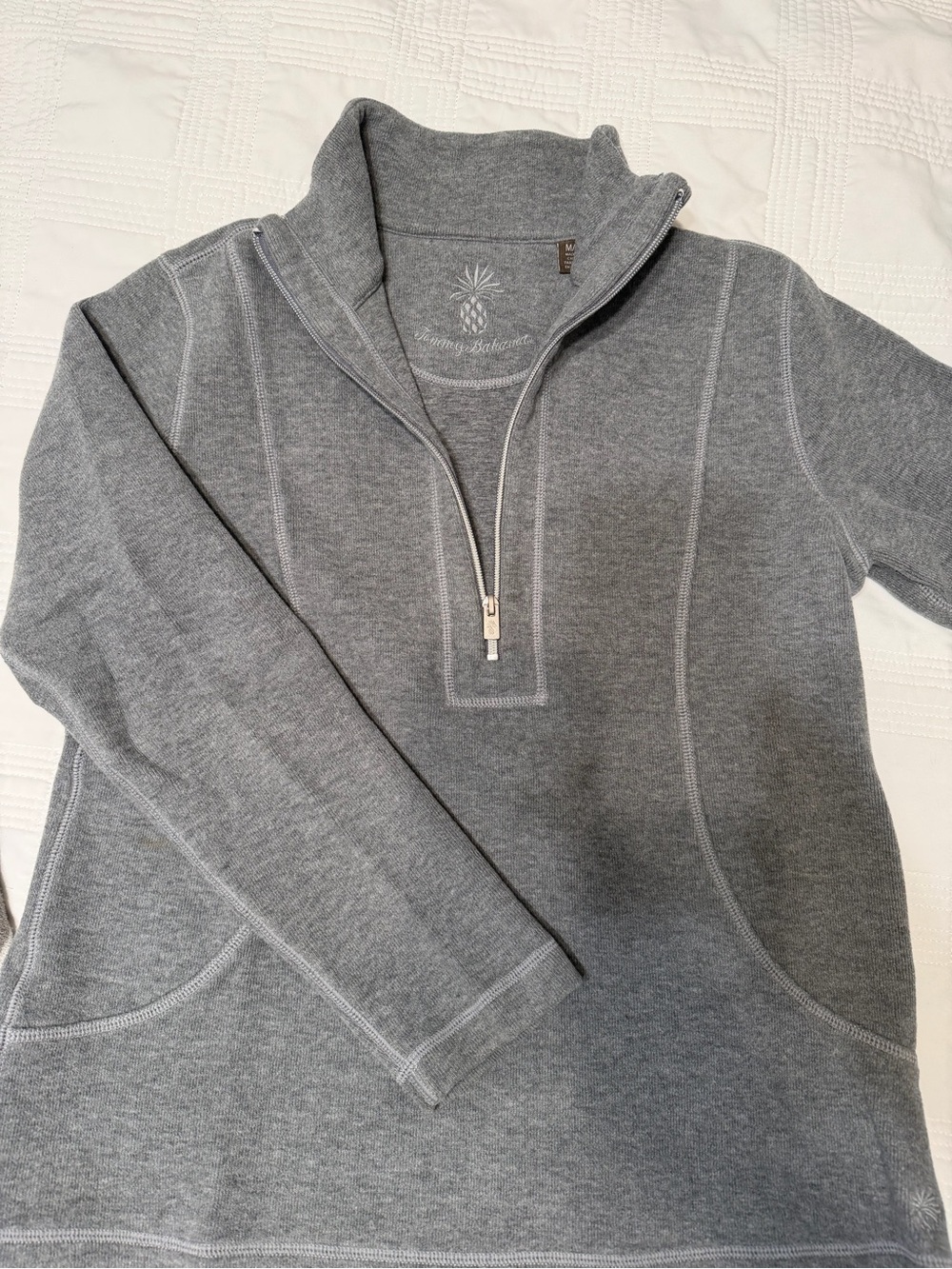 Tommy Bahama Gray Quarter-Zip Sweatshirt